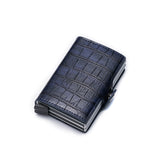 portefeuille en cuir croco style, avec protection RFID et double mécanisme d'éjection de cartes