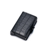 portefeuille en cuir croco style, avec protection RFID et double mécanisme d'éjection de cartes
