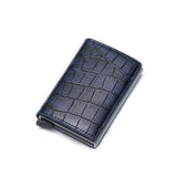 portefeuille en cuir croco style, avec protection RFID et mécanisme d'éjection de cartes