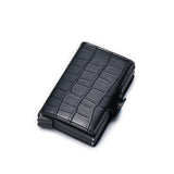 portefeuille en cuir croco style, avec protection RFID et double mécanisme d'éjection de cartes