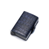 portefeuille en cuir croco style, avec protection RFID et double mécanisme d'éjection de cartes